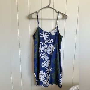 Manuhealii Vintage white tag tiare dress blue white green size small